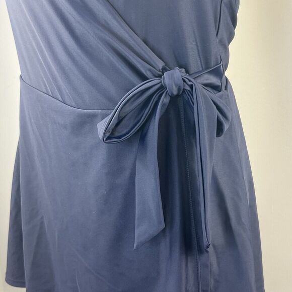 J. Crew Halter Wrap Swim Dress Size 6 Navy Blue Swimsuit - Picture 3 of 12